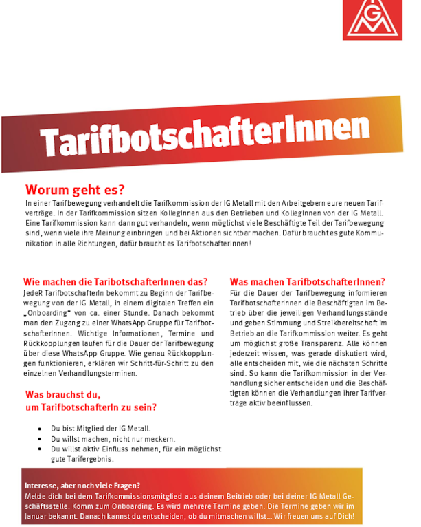 Gesucht: Tarifbotschafterinnen und Tarifbotschafter für die Tarifrunde Textil Ost